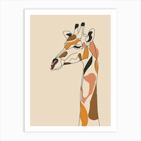 Giraffe - Boho, Line Art 6 Art Print