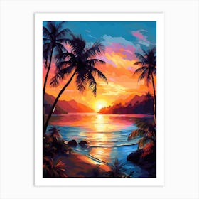 Sunset At The Beach 2 Art Print