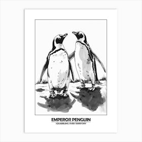 Penguin Squabbling Over Territory Poster 4 Art Print