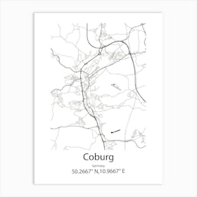 Coburg,Germany Minimalist Map Art Print