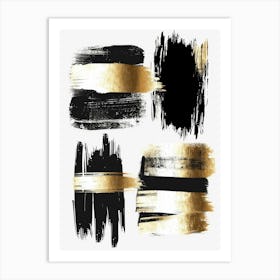 Gold And Black Brush Strokes 20 Art Print