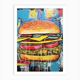 Burger Basquiat style Food Art Print