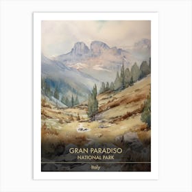 Gran Paradiso National Park Italy Watercolour 2 Art Print