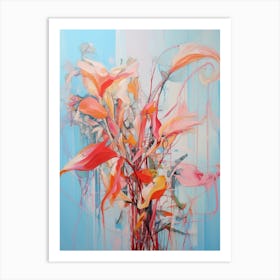 Abstract Flower Painting Heliconia 2 Art Print