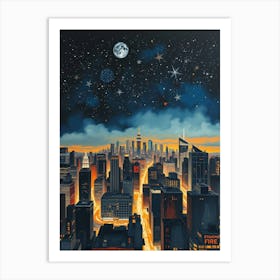 New York City At Night 2 Art Print