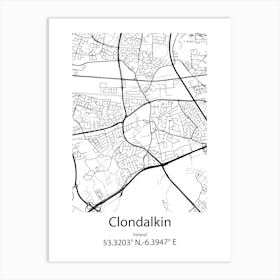 Clondalkin,Ireland Minimalist Map Art Print