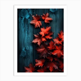 Autumn Leaves On Wood Art Print