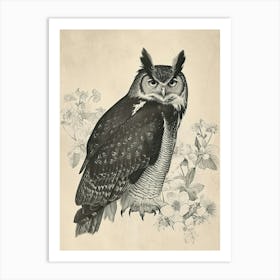 Philipine Eagle Owl Vintage Illustration 2 Art Print