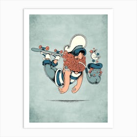 Sailor Flying Skateboard Art Print
