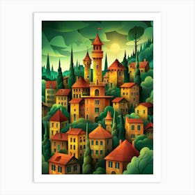 City In The Mountains Art Print