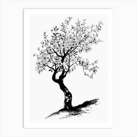 Plum Tree Simple Geometric Nature Stencil 1 Art Print