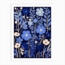 Blue Flower Illustration Gypsophila 1 Art Print