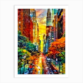 Sunset In New York City 1 Art Print