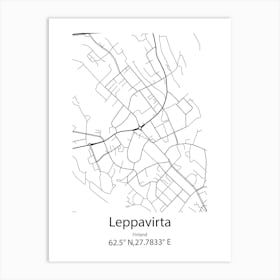 Leppavirta,Finland Minimalist Map Art Print