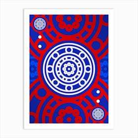 Geometric Glyph Abstract in White on Red and Blue Array n.0050 Art Print