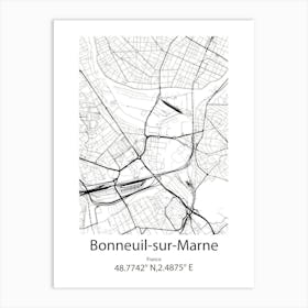 Bonneuil Sur Marne,France Minimalist Map Art Print