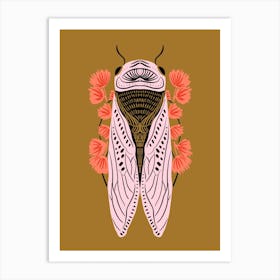 Folk Cicada with flowers Art Print