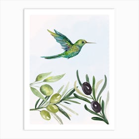 Hummingbird With Olives Art Print