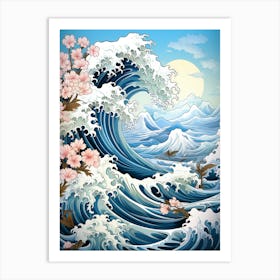 Flower Sakura Wave Art Print