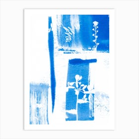 Abstract Blue Flowers 2 Art Print