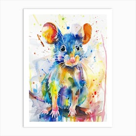 Mouse Colourful Watercolour 2 Art Print