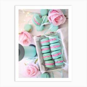 Macarons And Roses Art Print