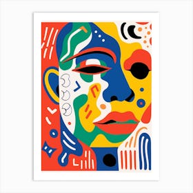 Red Green Blue Geometric Face Art Print