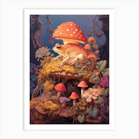 Mushroom And A Frog 3 Art Print