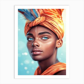 African Woman In Turban Art Print