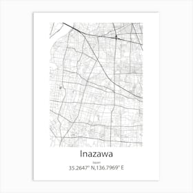 Inazawa,Japan Minimalist Map Affiche