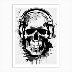 Skull With Headphones 113 Art Print