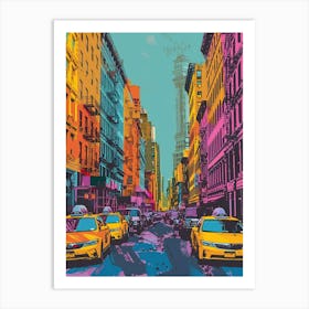 Soho South Of Houston Street New York Colourful Silkscreen Illustration 1 Art Print