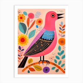 Pink Scandi Cuckoo 1 Art Print