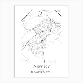 Mennecy,France Minimalist Map Art Print