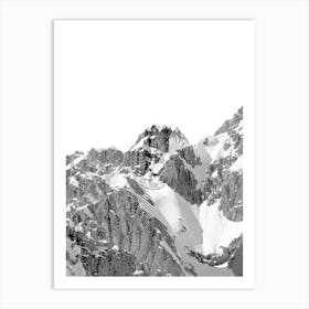 Mountain Tops with Snow Black and White Minimalist Art Print Art Print