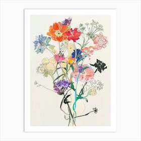 Scabiosa 1 Collage Flower Bouquet Art Print