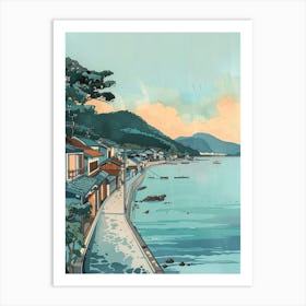 Kagoshima Japan 4 Retro Illustration Art Print