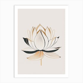 Lotus Flower In Garden Retro Minimal 3 Art Print