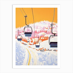 Vail Mountain Resort   Colorado, Usa, Ski Resort Pastel Colours Illustration 1 Art Print