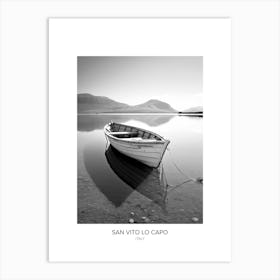 Poster Of San Vito Lo Capo, Italy, Black And White Photo 2 Art Print