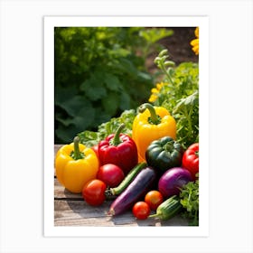 Assorted Vegetables Straight From The Garden Rich In Color And Variety Including Vibrant Red Tomat (4) Art Print