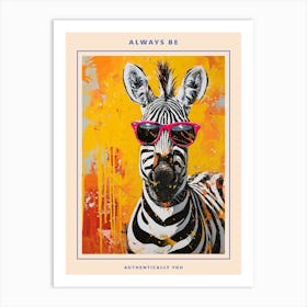 Kitsch Portrait Of A Zebra In Sunglasses 1 Poster Art Print