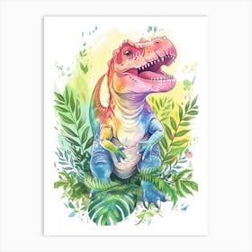 Pastel Watercolour Carnotaurus Dinosaur 1 Art Print