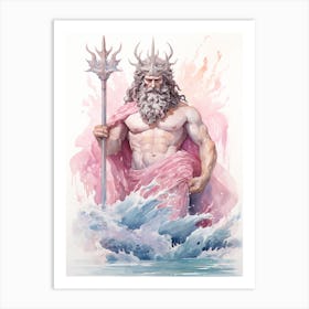  A Watercolour Illustration Of The Greek God Poseidon 3 Art Print
