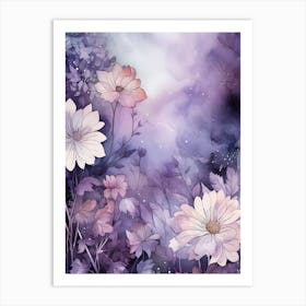 Watercolor Flowers Background Art Print
