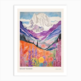 Mount Rainier United States 2 Colourful Mountain Illustration Poster Art Print