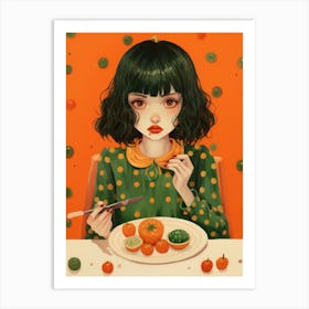 Girl At The Table Art Print