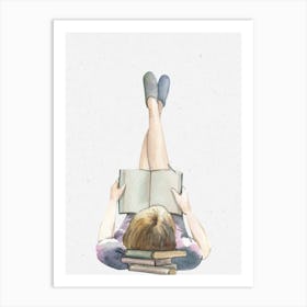 Girl Reading A Book I Art Print