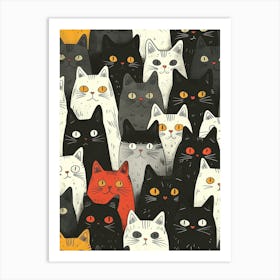 Perfectly Repeatable Artwork With Cute Cat Faces 15 Art Print