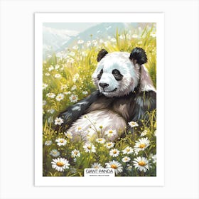 Giant Panda Resting In A Field Of Daisies Poster 11 Art Print